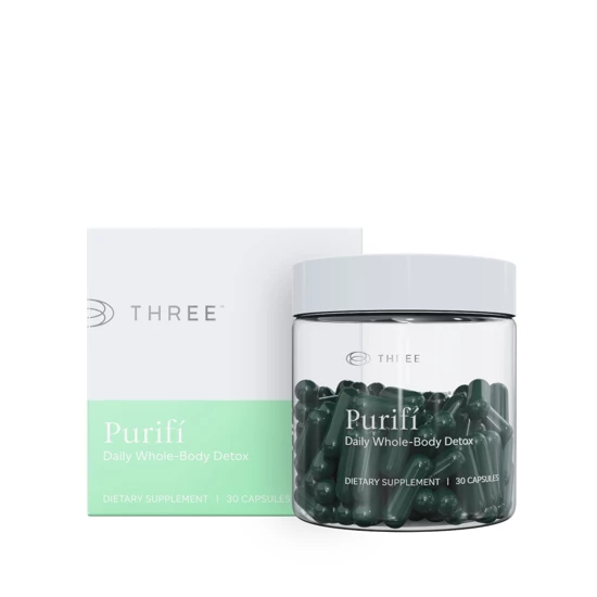 Official THREE Purifí carton and product
